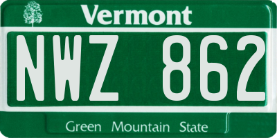 VT license plate NWZ862