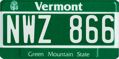 VT license plate NWZ866