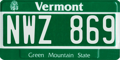 VT license plate NWZ869