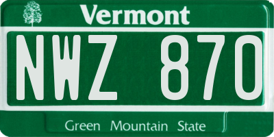 VT license plate NWZ870