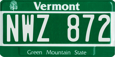 VT license plate NWZ872