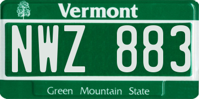 VT license plate NWZ883