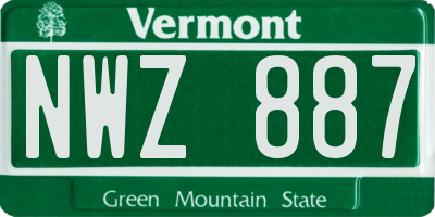 VT license plate NWZ887