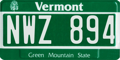 VT license plate NWZ894