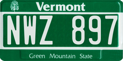 VT license plate NWZ897