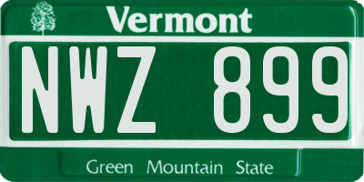 VT license plate NWZ899
