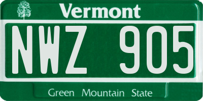 VT license plate NWZ905