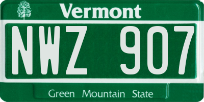 VT license plate NWZ907