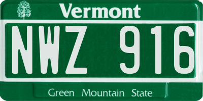 VT license plate NWZ916