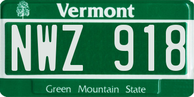 VT license plate NWZ918