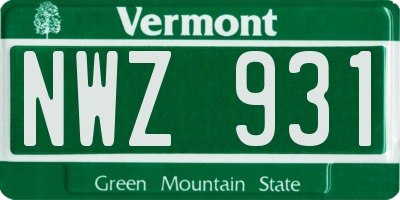 VT license plate NWZ931