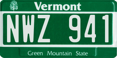 VT license plate NWZ941