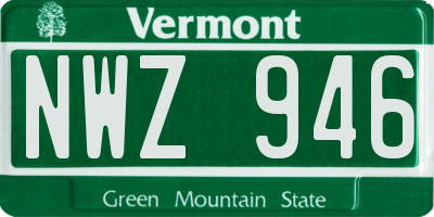 VT license plate NWZ946