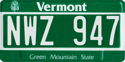 VT license plate NWZ947