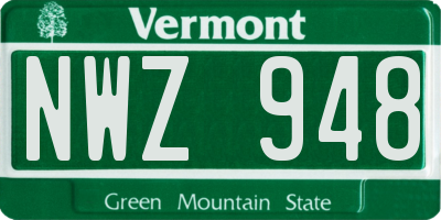 VT license plate NWZ948