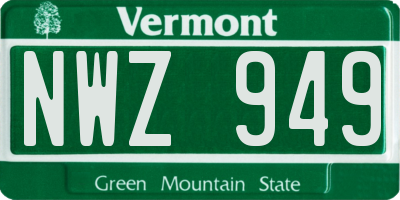 VT license plate NWZ949
