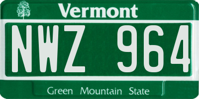 VT license plate NWZ964