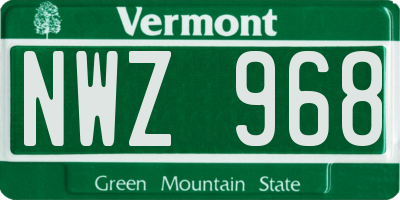 VT license plate NWZ968