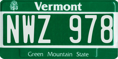 VT license plate NWZ978