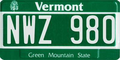 VT license plate NWZ980