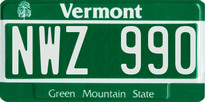 VT license plate NWZ990