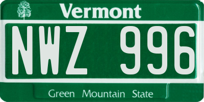 VT license plate NWZ996