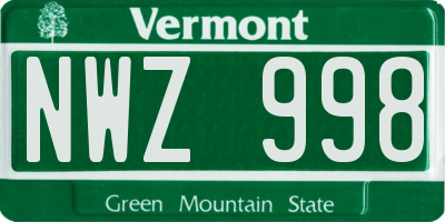 VT license plate NWZ998
