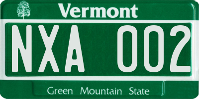 VT license plate NXA002