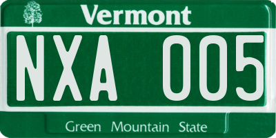 VT license plate NXA005