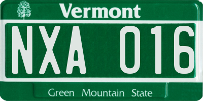 VT license plate NXA016