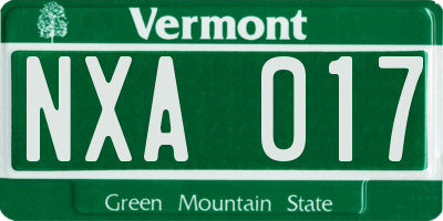 VT license plate NXA017