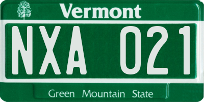 VT license plate NXA021