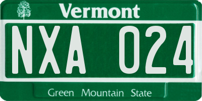 VT license plate NXA024