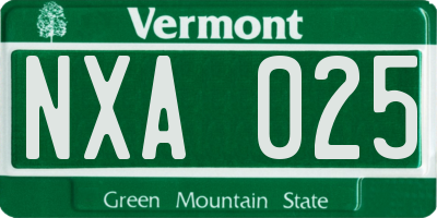VT license plate NXA025