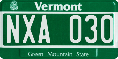 VT license plate NXA030