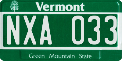 VT license plate NXA033
