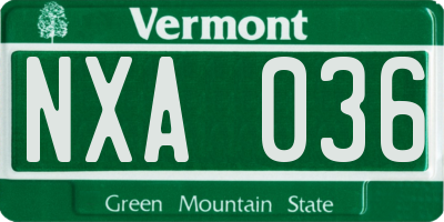VT license plate NXA036