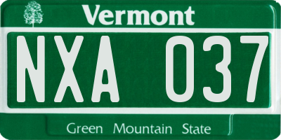 VT license plate NXA037
