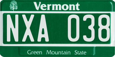 VT license plate NXA038