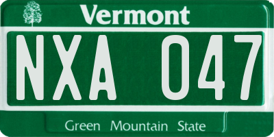 VT license plate NXA047