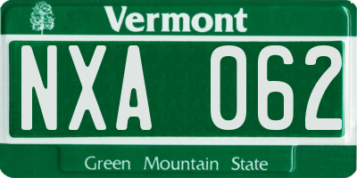 VT license plate NXA062