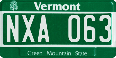 VT license plate NXA063