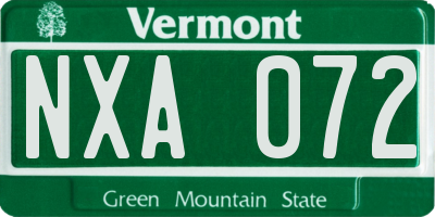 VT license plate NXA072