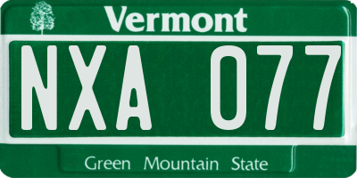 VT license plate NXA077
