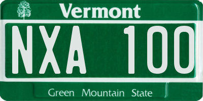 VT license plate NXA100