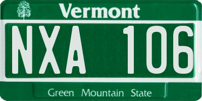 VT license plate NXA106