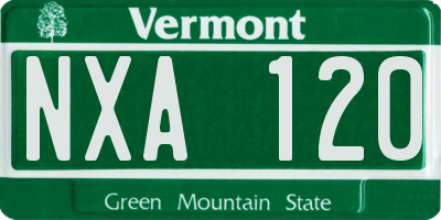 VT license plate NXA120