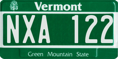 VT license plate NXA122