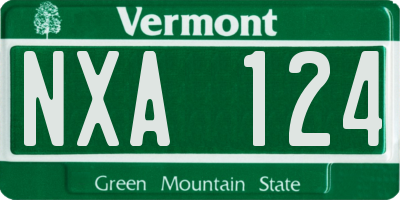 VT license plate NXA124