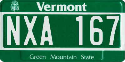VT license plate NXA167